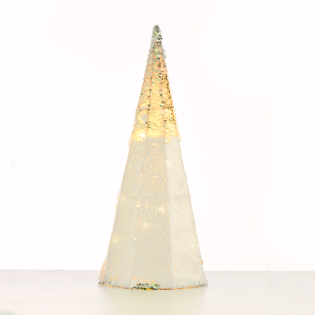 “SILVER & WHITE SEQUIN CONE TREE” 35 WW LED ΛΑΜΠ. ΜΠΑΤ. 3ΧΑΑ,IP20 Φ27.5X90CM