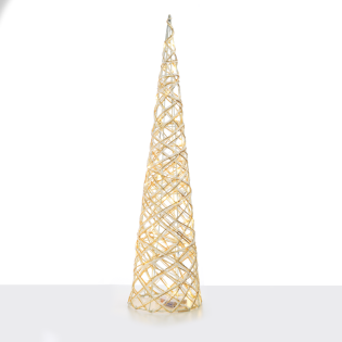 “WHITE & GOLD CONE TREE” 40 MINI WW LED ΛΑΜΠ. ΜΠΑΤ. 3ΧΑΑ,IP20 Φ20.5X80CM