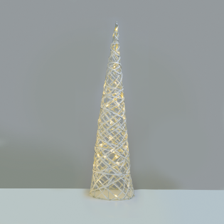 “WHITE & SILVER CONE TREE” 40 MINI WW LED ΛΑΜΠ. ΜΠΑΤ. 3ΧΑΑ,IP20 Φ20.5X80CM