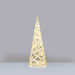 “WHITE COTTON THREAD CONE TREE” 40 MINI WW LED ΛΑΜΠ. ΜΠΑΤ. 3ΧΑΑ,IP20 Φ20.5X60CM