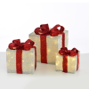 SET “SILVER GIFT BOX, RED BOW” 75(15+25+35) WW LED  ΜΠΑΤ. 3*3ΑΑ IP20 17,23,28.5CM