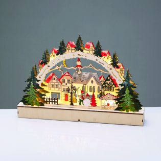 WOODEN XMAS VILLAGE 12 LED ΘΕΡΜΑ ΣΤΑΘΕΡΑ IP20 ΔΙΑΚΟΣΜΗΤΙΚΟ ΜΠΑΤ 2ΧΑΑΑ 38x5x21.5cm