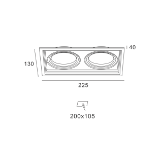 Επαγγελματικός Φωτισμός WHITE COLOR SPOT 2xGU10 130×225