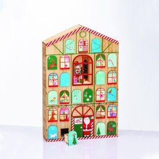 WOODEN HOUSE CALENDAR WITH DRAWERS ΔΙΑΚΟΣΜΗΤΙΚΟ 39×8.5x60cm