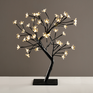 “TREE WITH FLOWERS OF SILICONE”  36LED ΛΑΜΠΑΚ ΜΕ ΑΝΤΑΠΤΟΡΑ(24V DC)ΘΕΡΜΟ ΛΕΥΚΟ IP20 45cm 3m ΜΑΥΡΟ