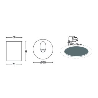 Επιτοίχια και Χωνευτά LED HP WALL RECESSED LUMINAIRE 3W 55LM 230VAC 3.000K DARK GREY CRI80 IP65 30.000HRS(INSTAL BOX INC)